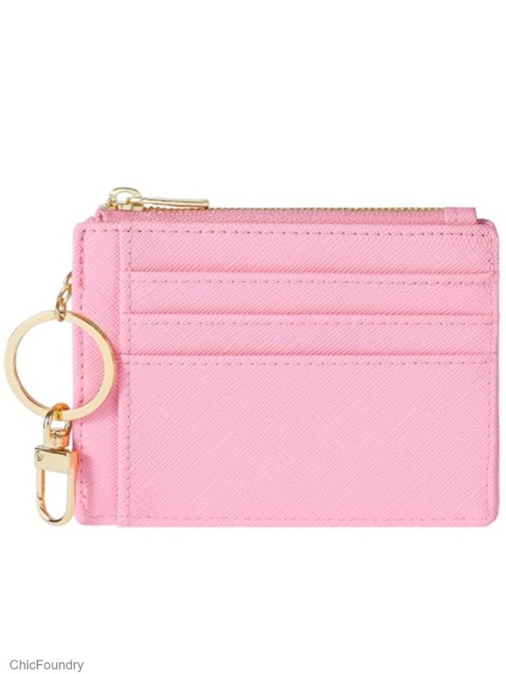 Slim Card Holder Wallet with Keychain Faux Leather Front Pocket